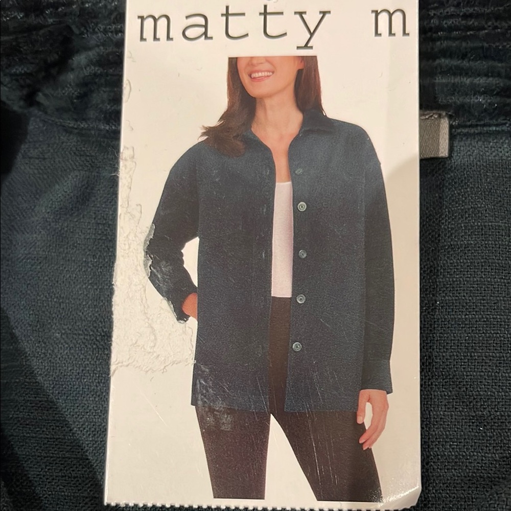 L: Matty M Corduroy Button-Up Jacket Green